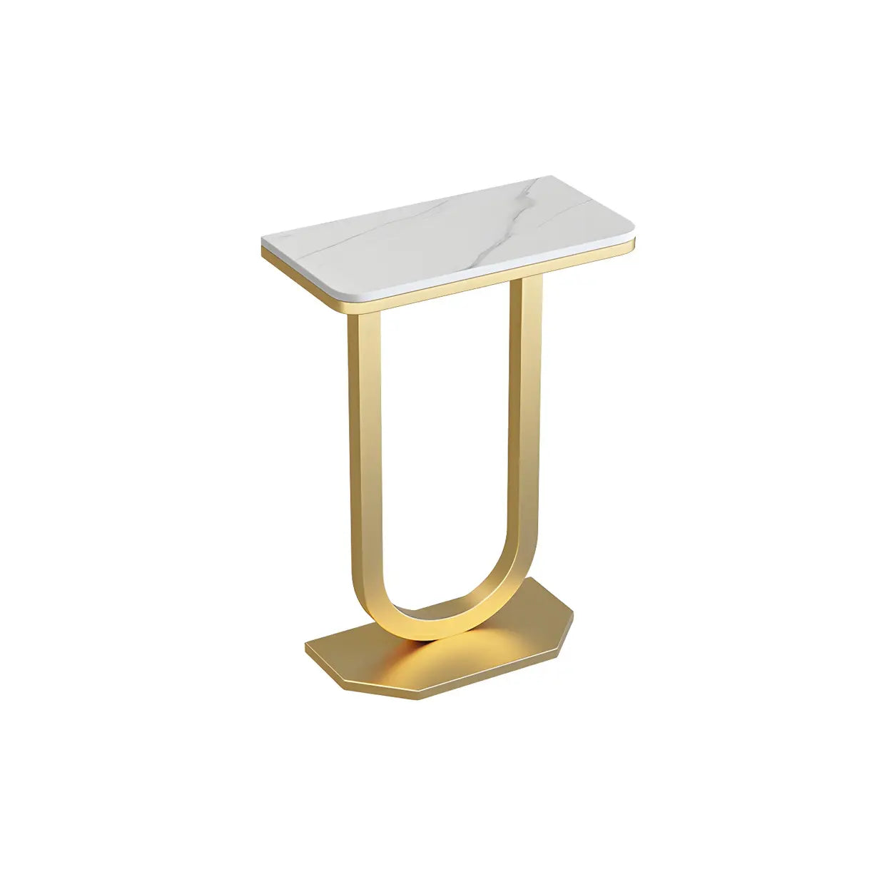 U-Shaped Stone-Top Metal Plant Table — Pandora/ Black