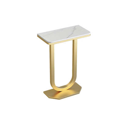 U-Shaped Stone-Top Metal Plant Table — Pandora/ Black