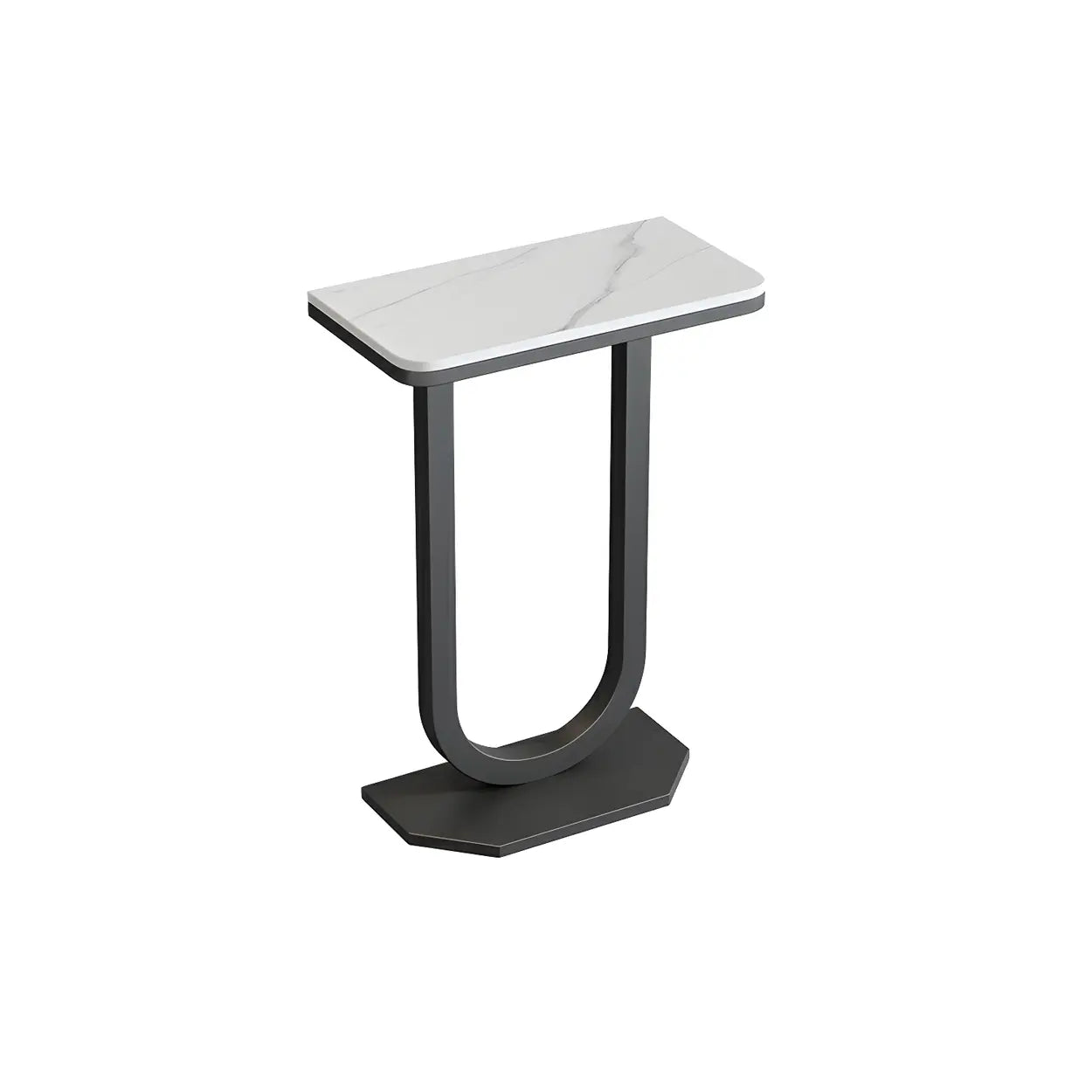 U-Shaped Stone-Top Metal Plant Table