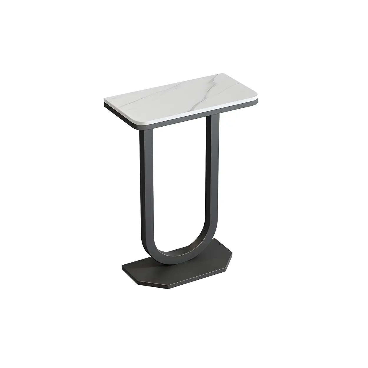U-Shaped Stone-Top Metal Plant Table