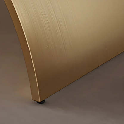 Elegant White-Gold Stone Steel-Base Long Writing Desk