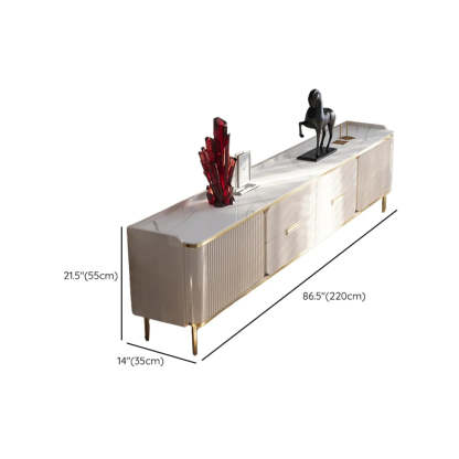 White Stone Rectangle TV Stand with Storage