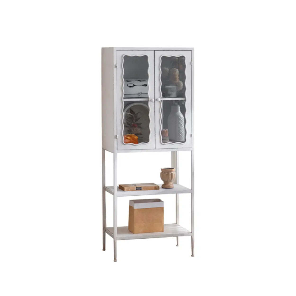 Lighom traditional wave storage metal wine cabinets — 24" L x 15" W x 60" H