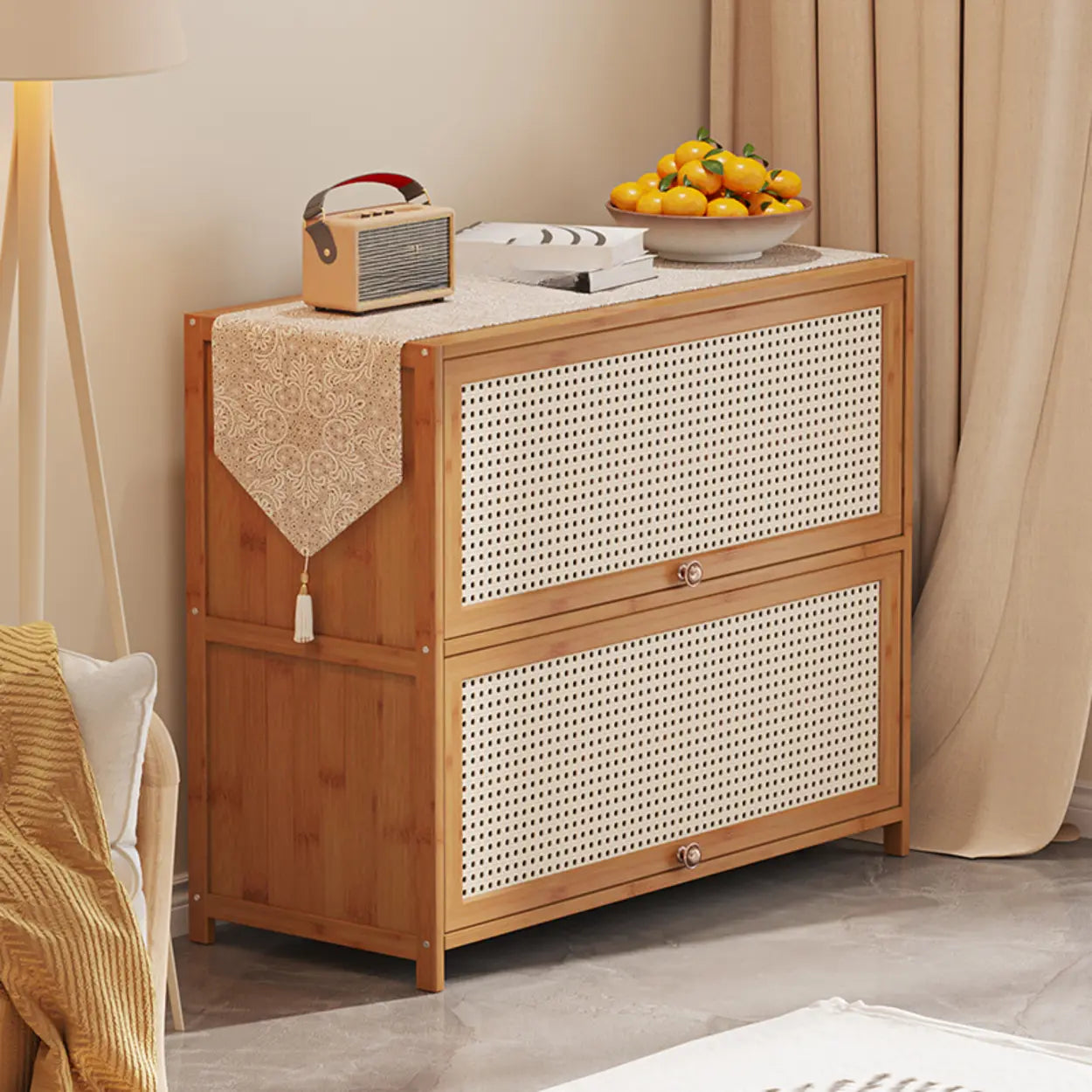 Elegant Wooden Mesh Rectangular Bookcase