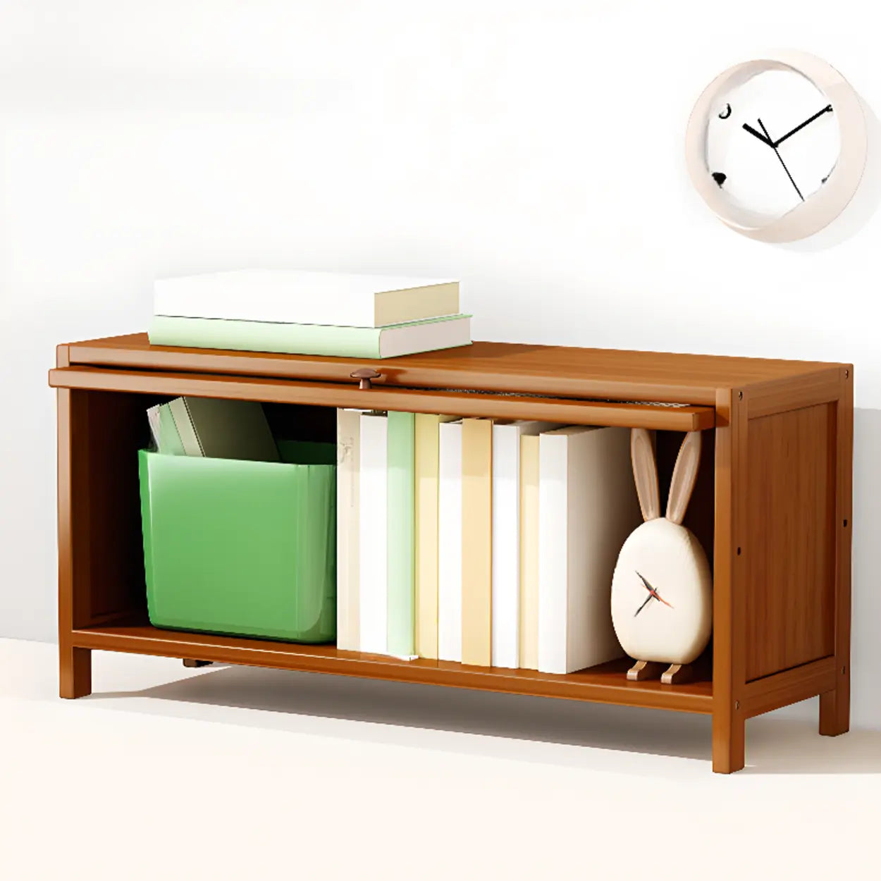 Elegant Wooden Mesh Rectangular Bookcase — Brown