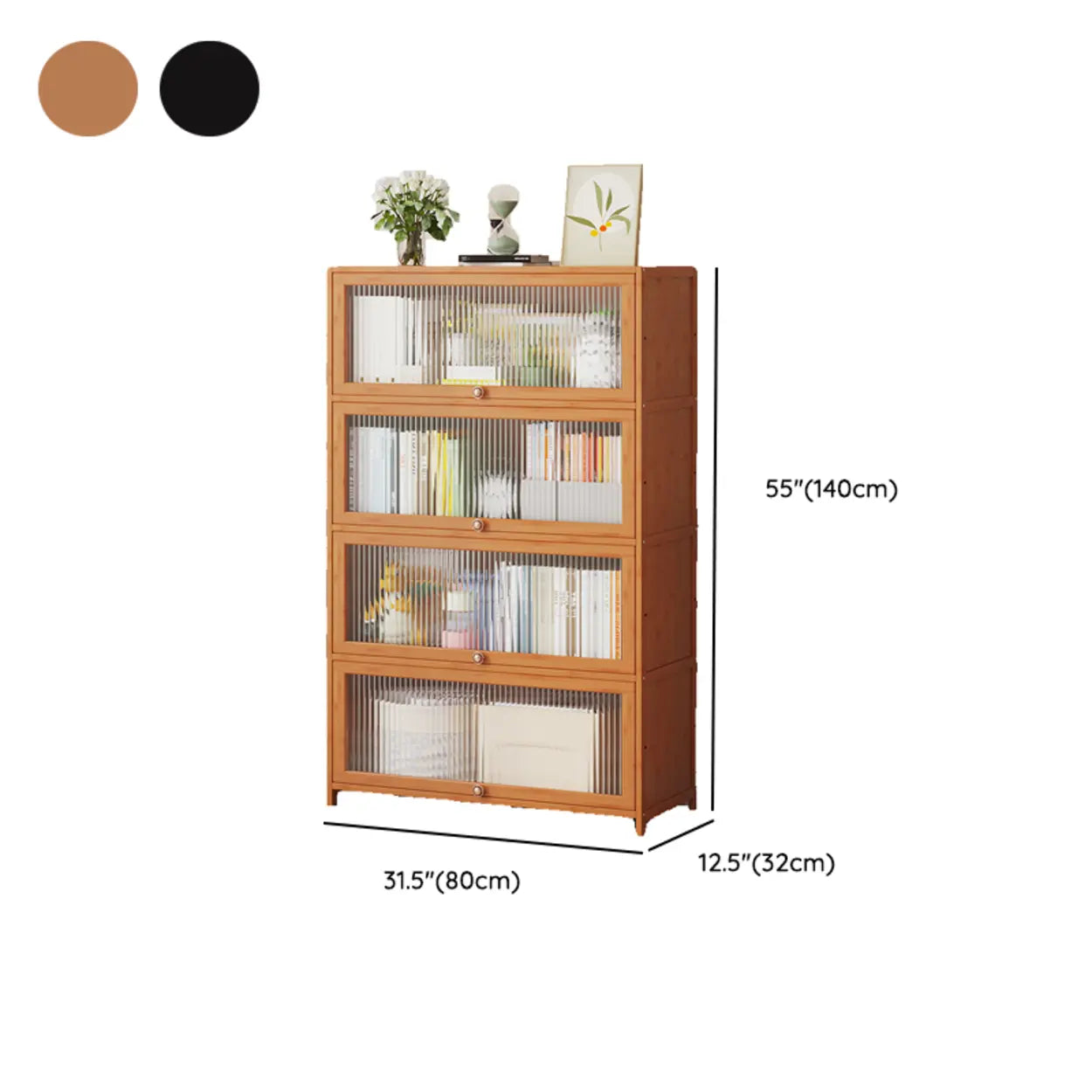 Elegant Wooden Mesh Rectangular Bookcase