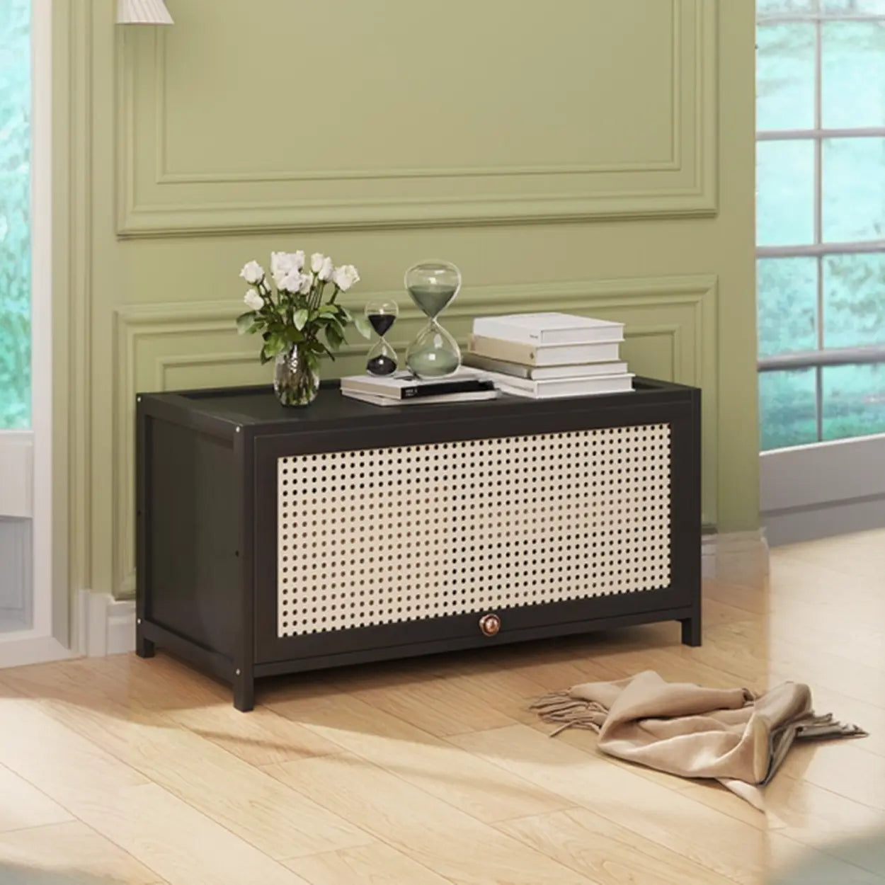 Elegant Wooden Mesh Rectangular Bookcase — Brown