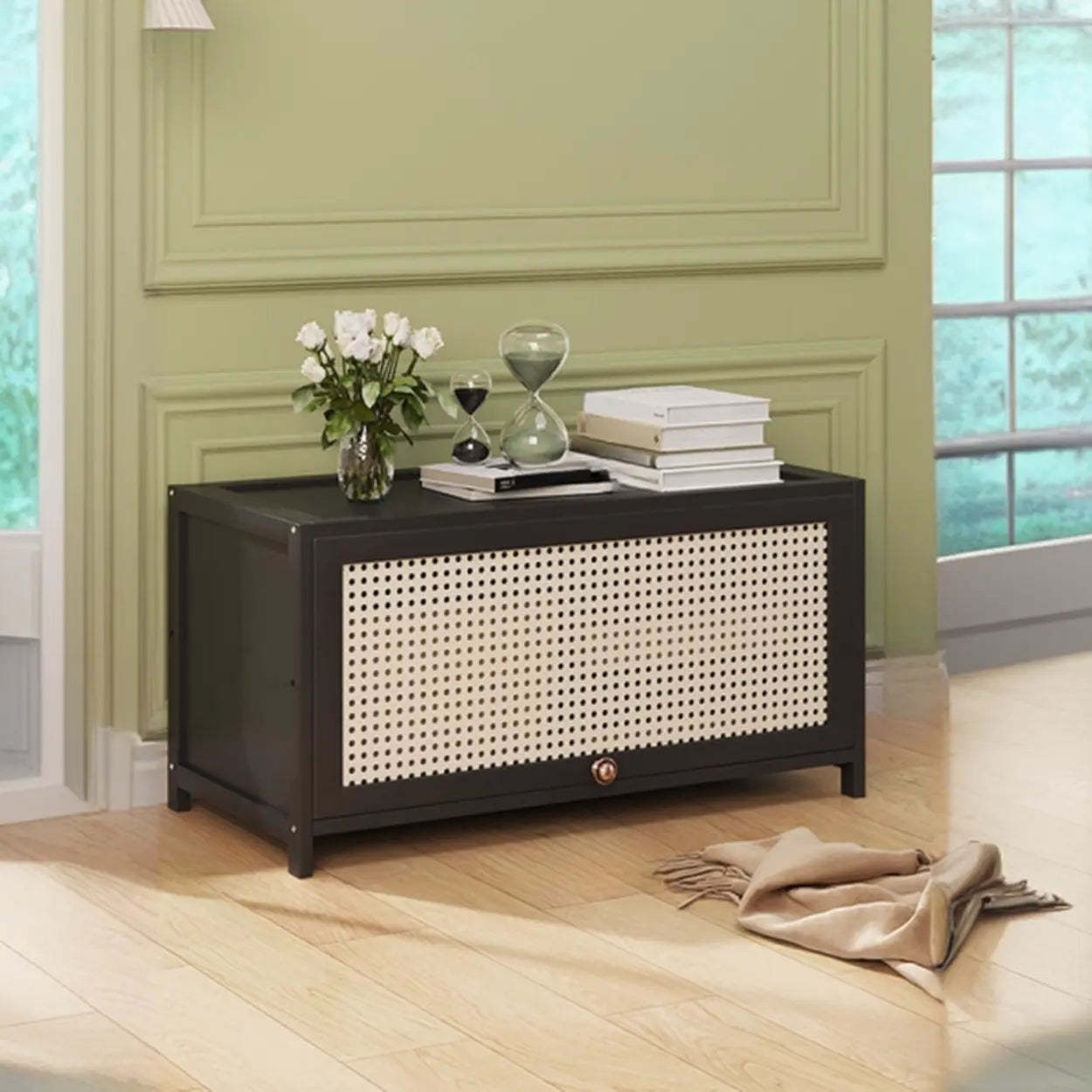 Elegant Wooden Mesh Rectangular Bookcase — Brown