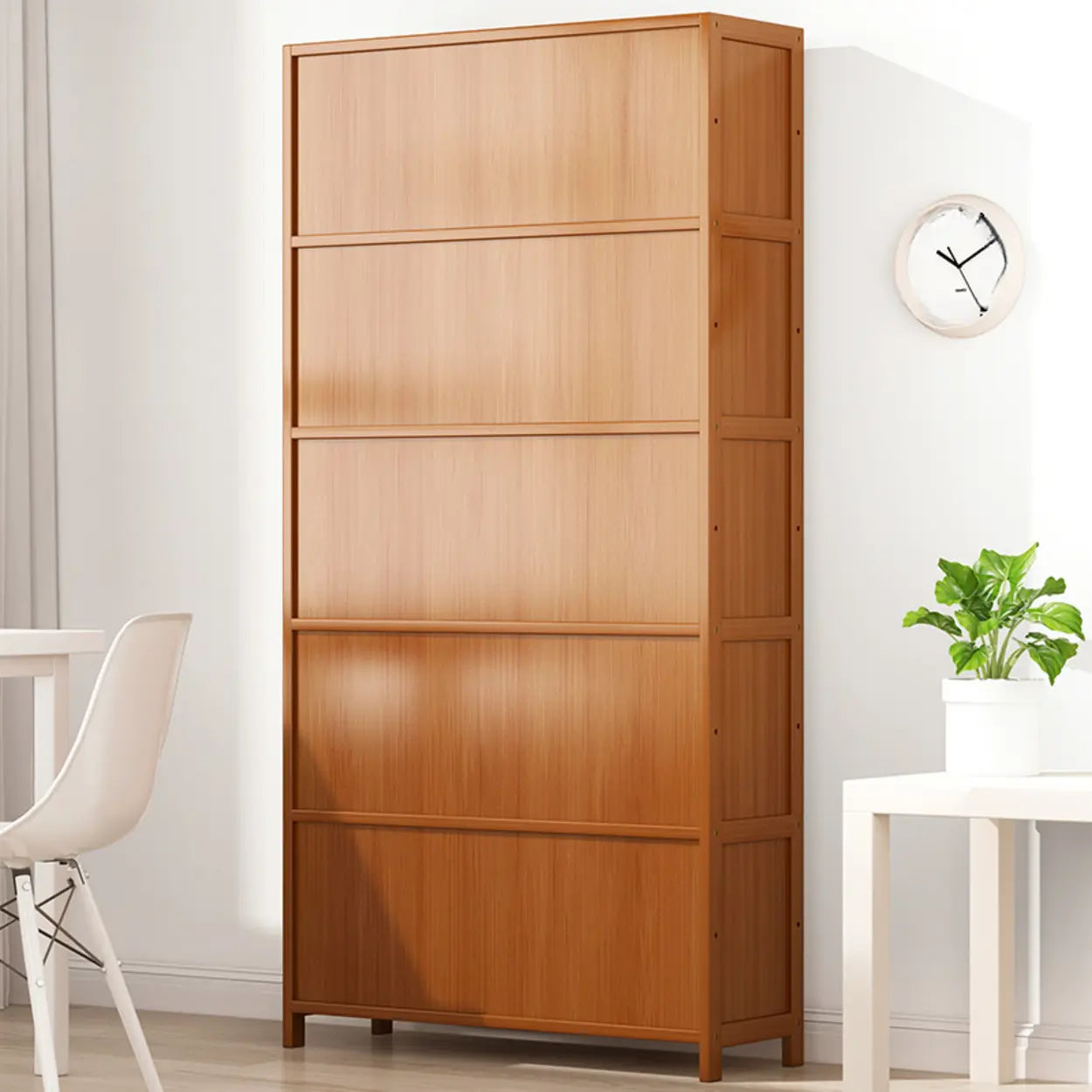 Elegant Wooden Mesh Rectangular Bookcase — Tan