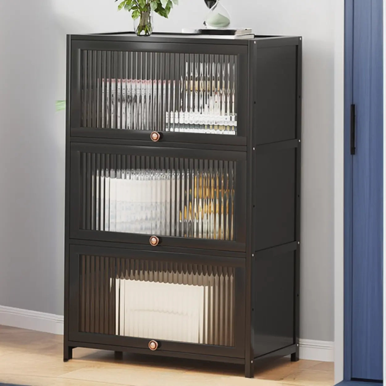Elegant Wooden Mesh Rectangular Bookcase — Brown