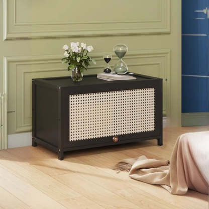 Elegant Wooden Mesh Rectangular Bookcase — Tan