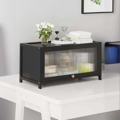 Elegant Wooden Mesh Rectangular Bookcase — Tan