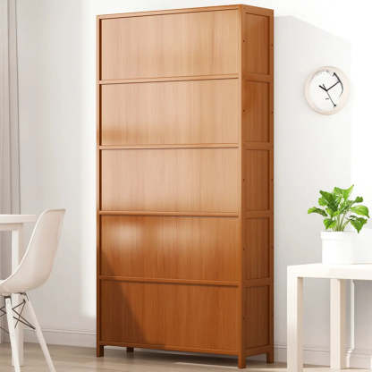 Elegant Wooden Mesh Rectangular Bookcase — Tan
