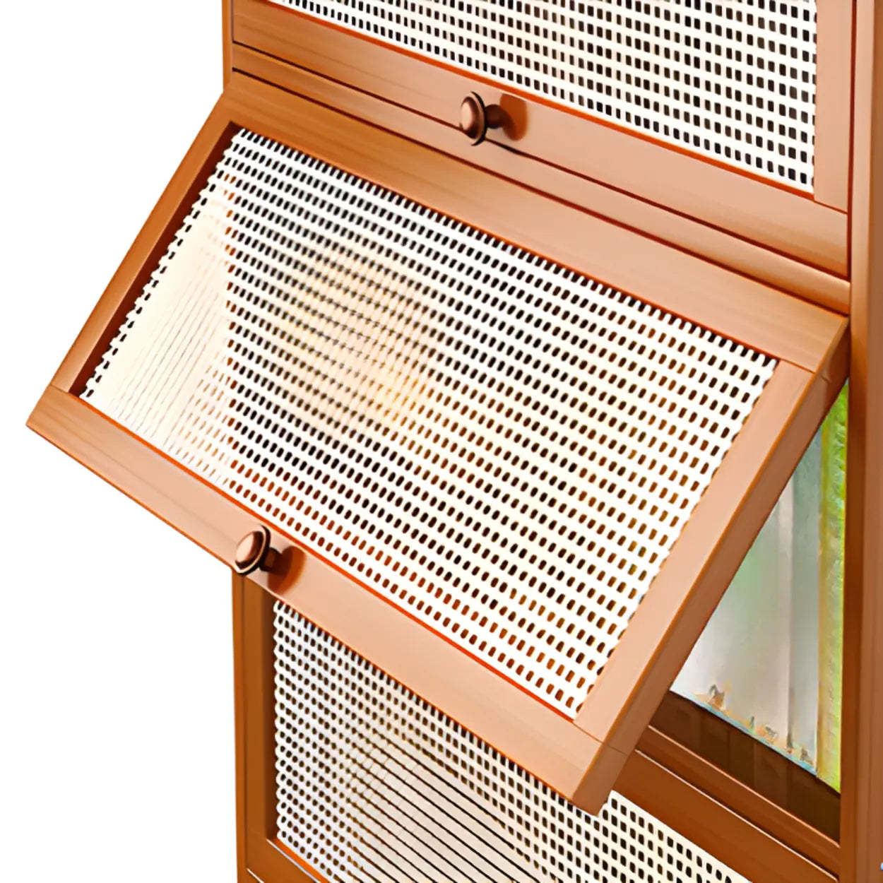 Elegant Wooden Mesh Rectangular Bookcase — Black-Gold