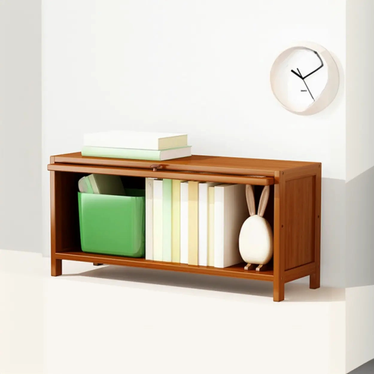 Elegant Wooden Mesh Rectangular Bookcase — Brown
