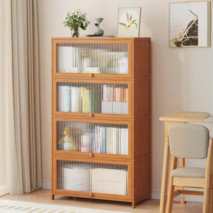 Elegant Wooden Mesh Rectangular Bookcase