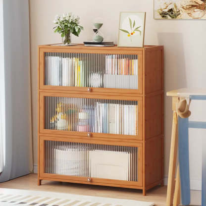 Elegant Wooden Mesh Rectangular Bookcase