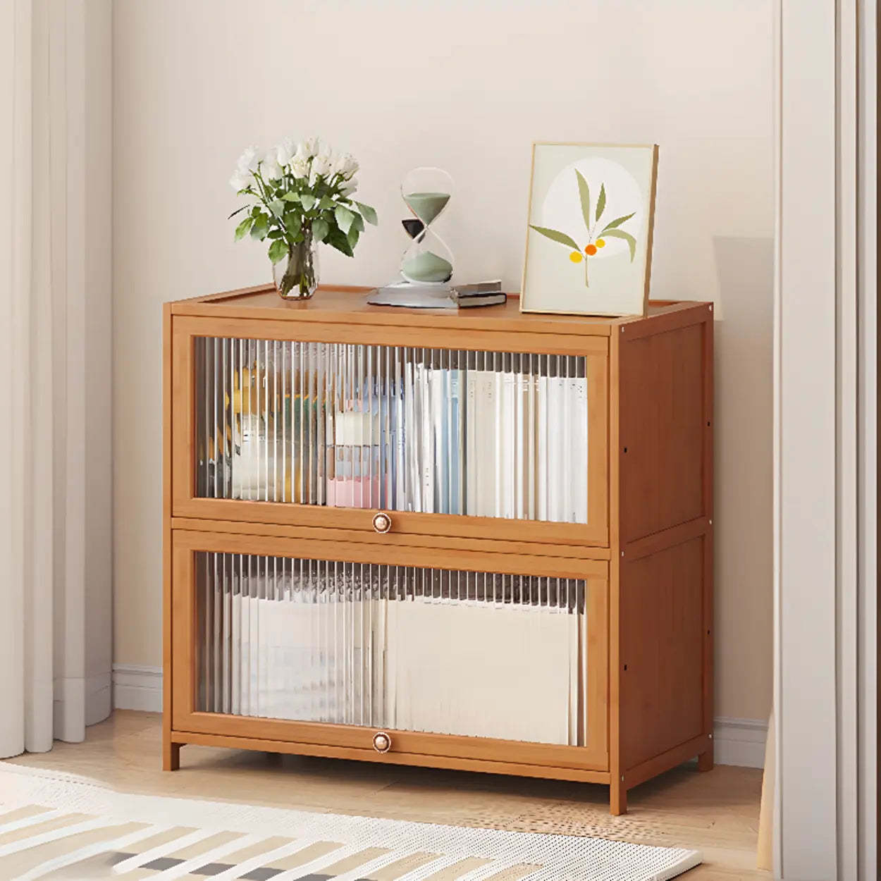 Modern rectangular wooden bookcases, Lighom — 27.6" L x 12.6" W x 28.7" H