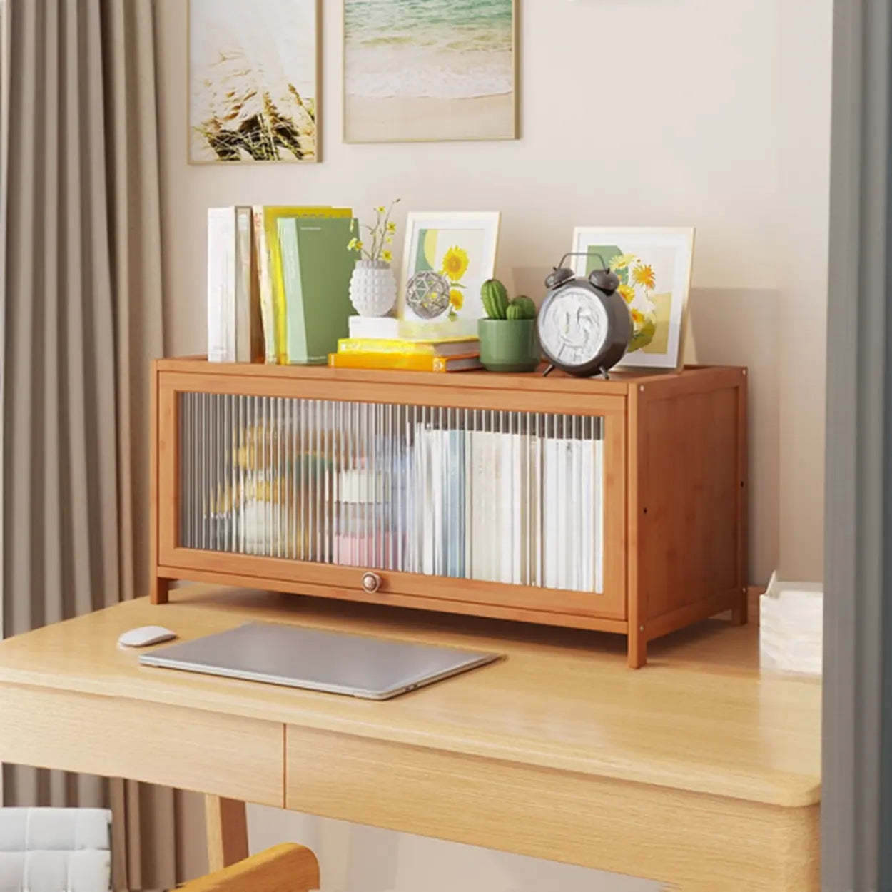 Elegant Wooden Mesh Rectangular Bookcase