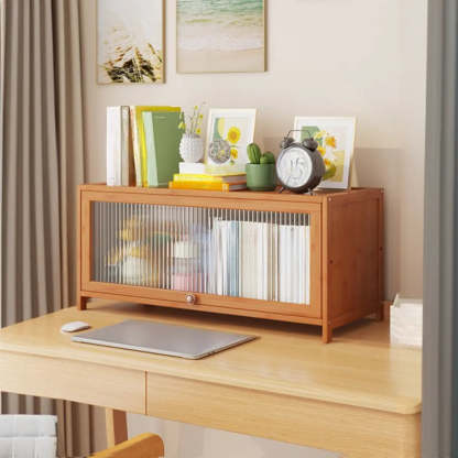Elegant Wooden Mesh Rectangular Bookcase