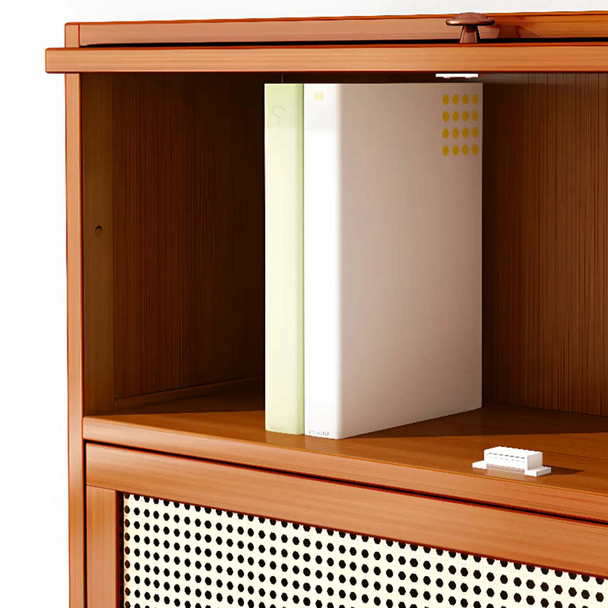 Elegant Wooden Mesh Rectangular Bookcase — Brown