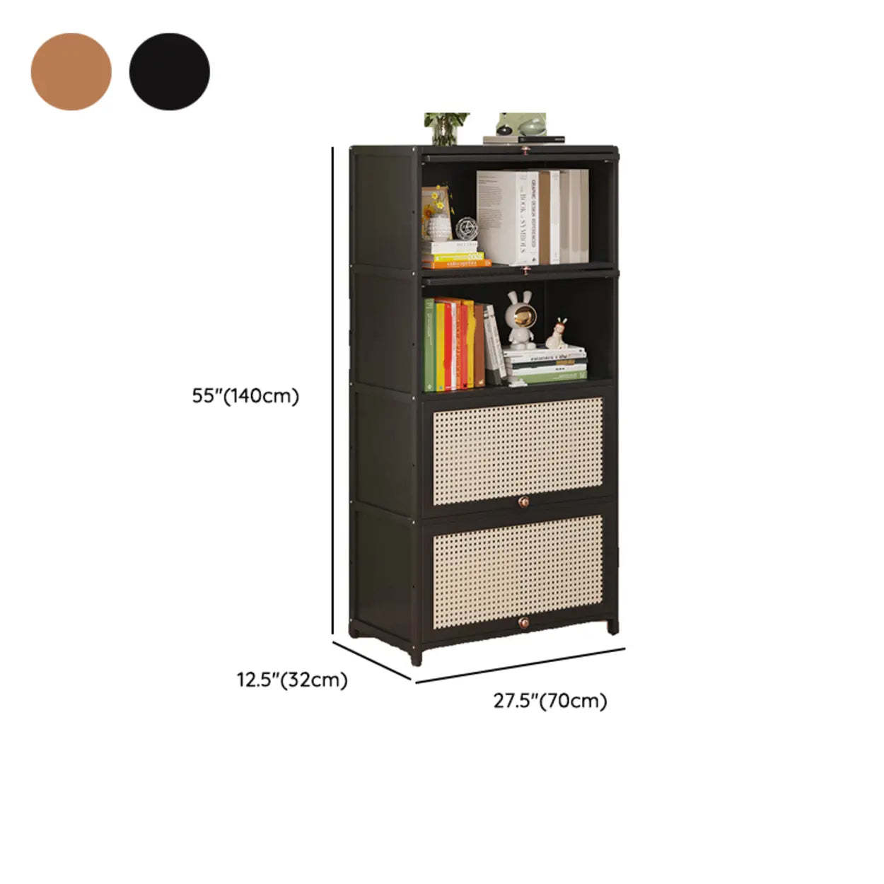 Elegant Wooden Mesh Rectangular Bookcase