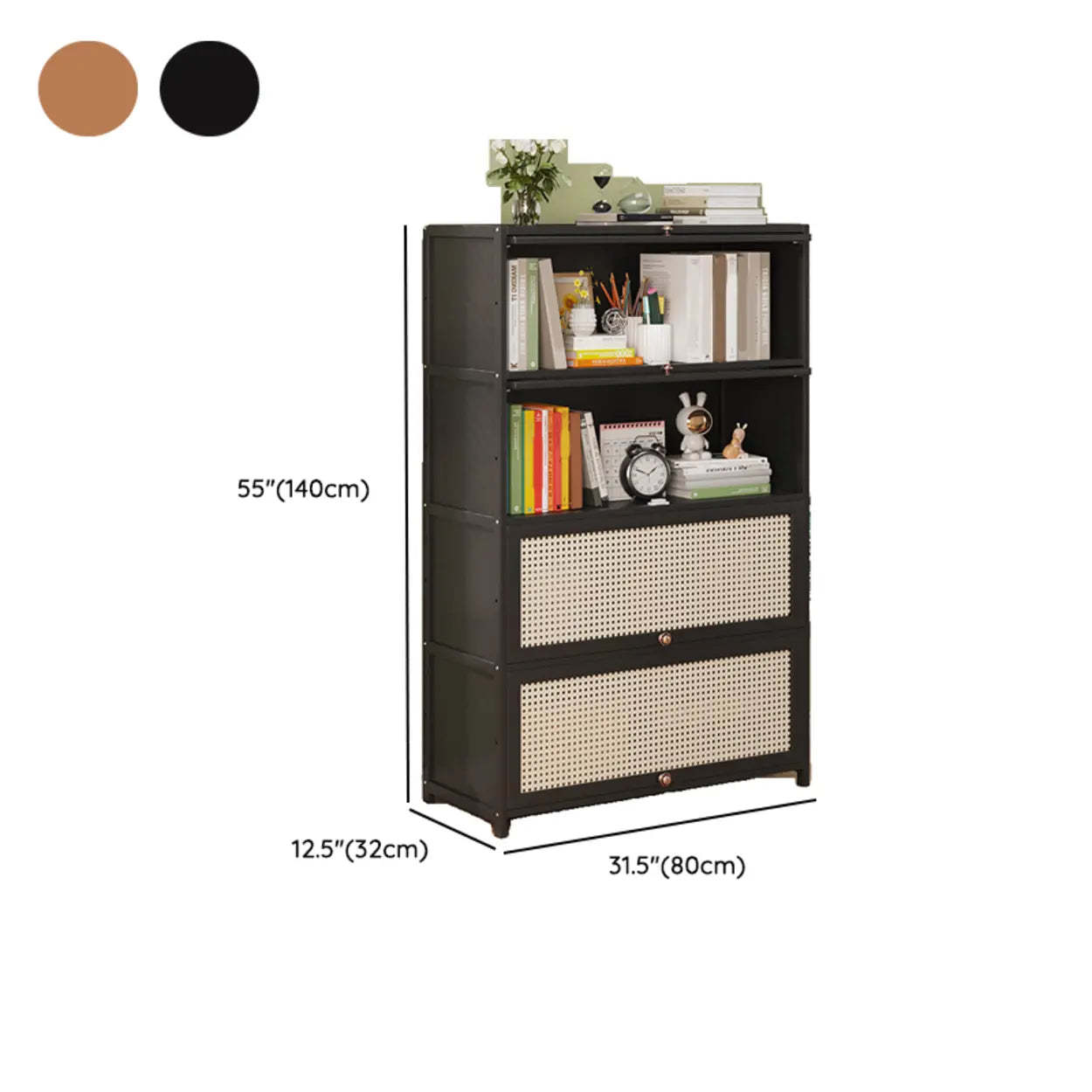 Elegant Wooden Mesh Rectangular Bookcase