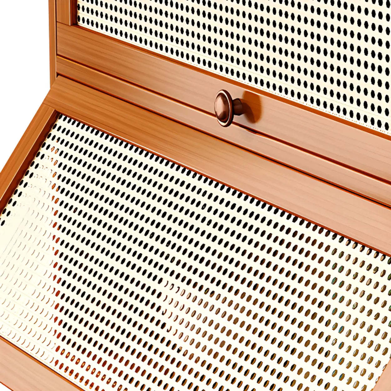 Elegant Wooden Mesh Rectangular Bookcase — Black-Gold