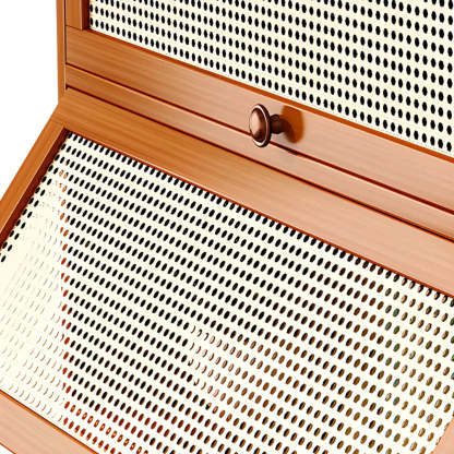 Elegant Wooden Mesh Rectangular Bookcase — Black-Gold