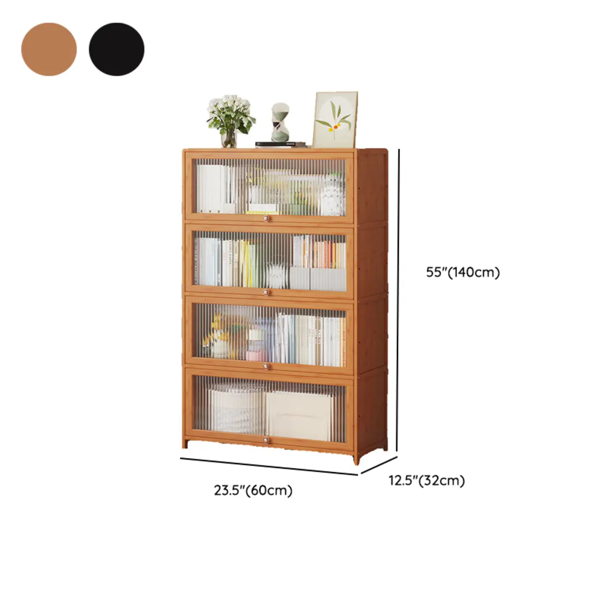Elegant Wooden Mesh Rectangular Bookcase