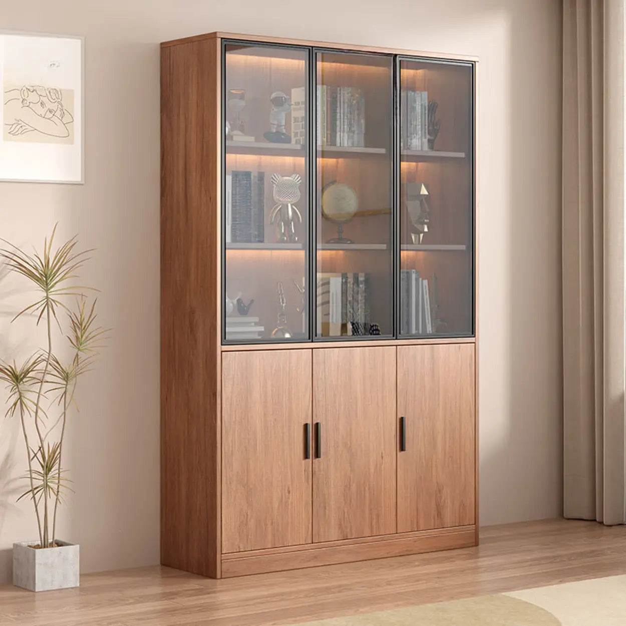 Enclosed Natural Oak Display Cabinet