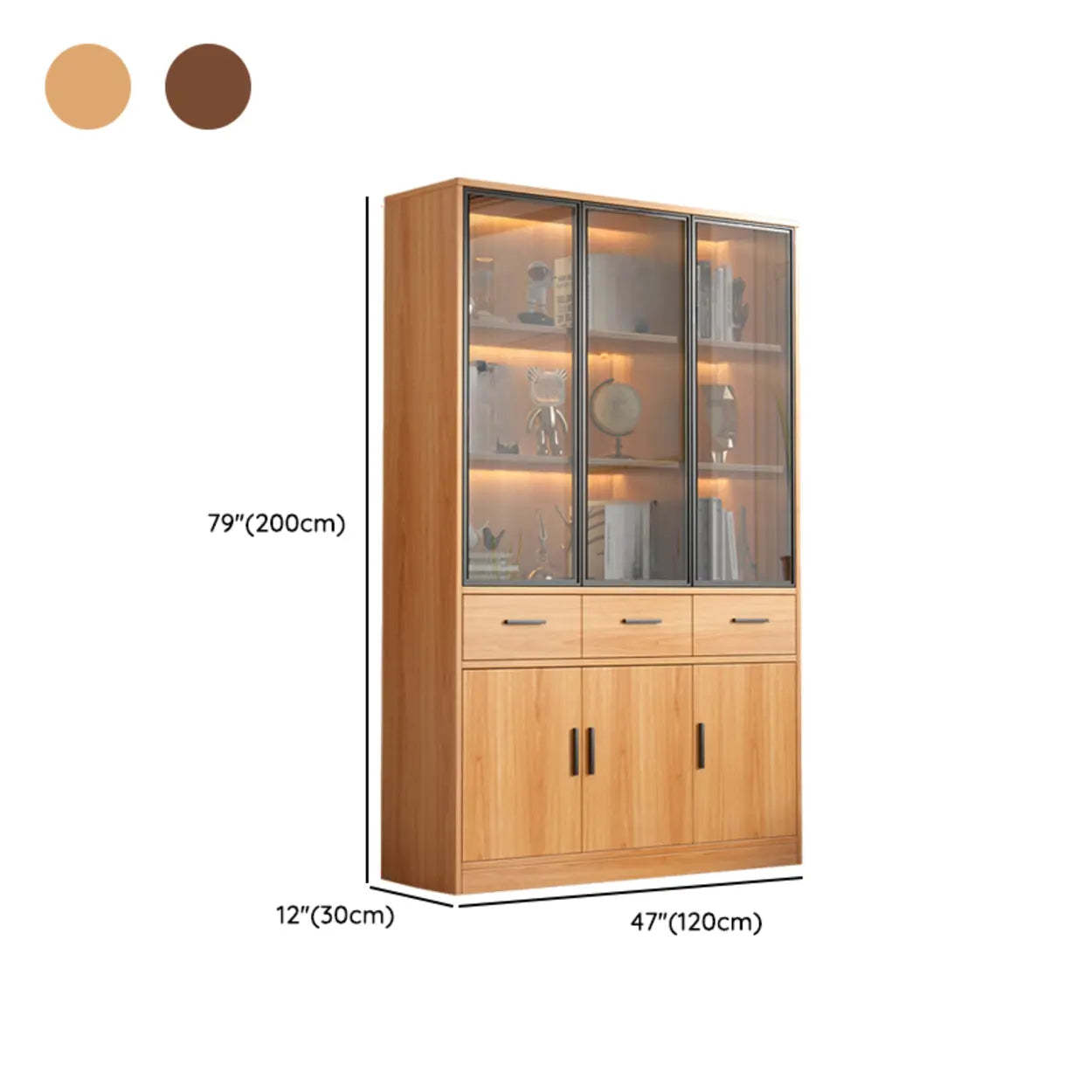 Enclosed Natural Oak Display Cabinet