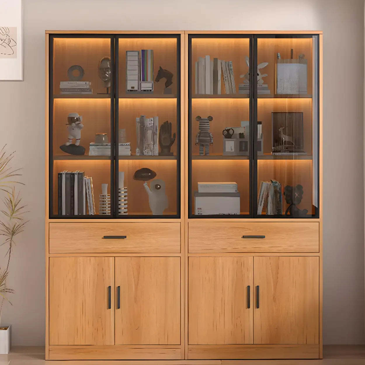 Enclosed Natural Oak Display Cabinet — Oak / 3