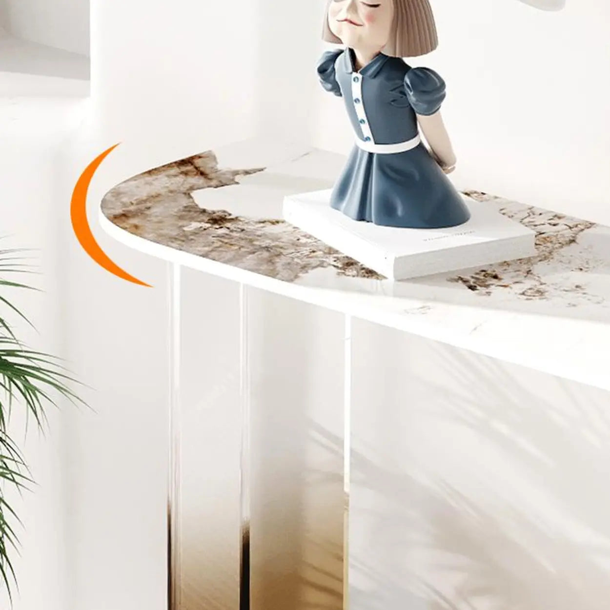 Acrylic Sintered Stone Top Console Table — Pandora / Rectangular