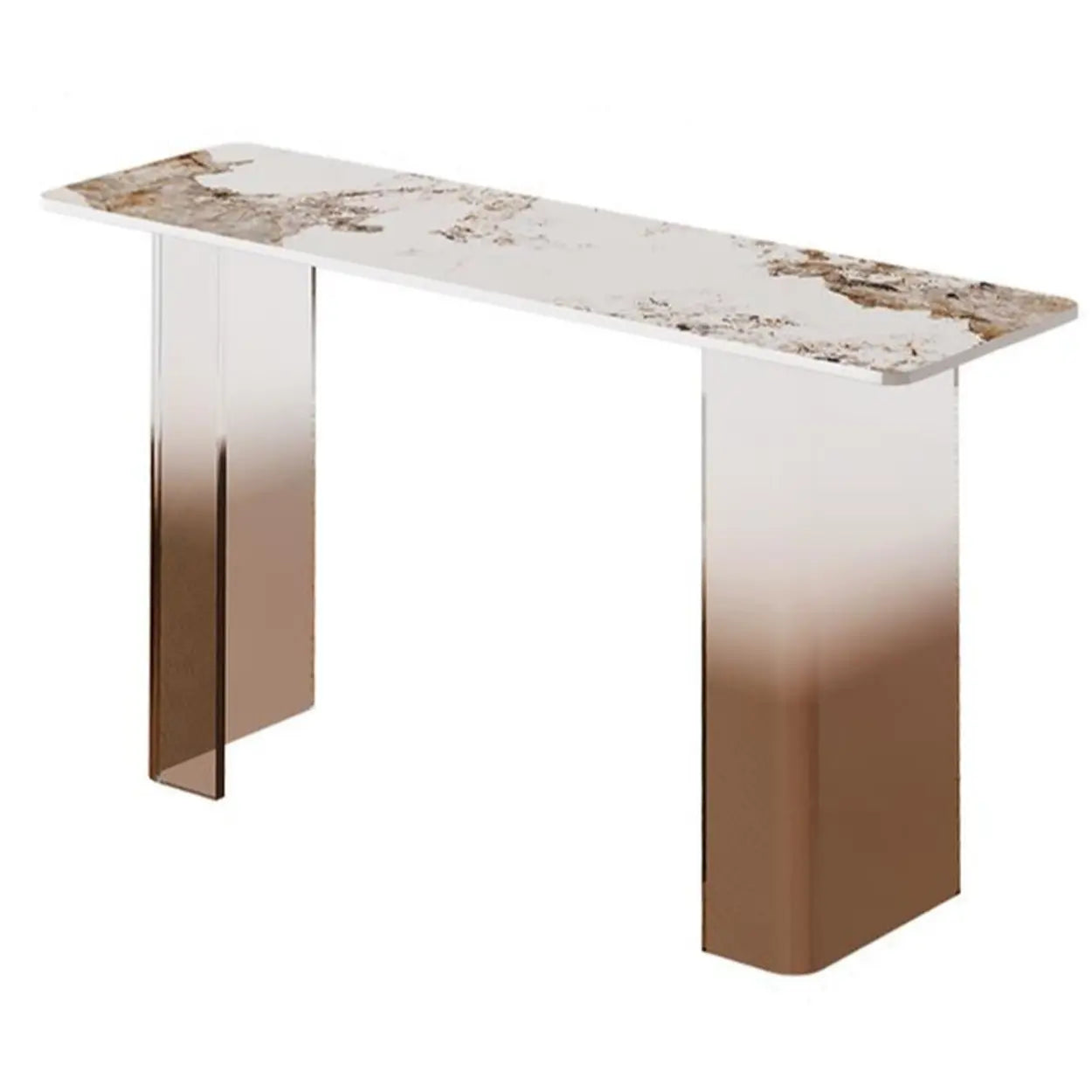 Acrylic Sintered Stone Top Console Table — White / Half-circle