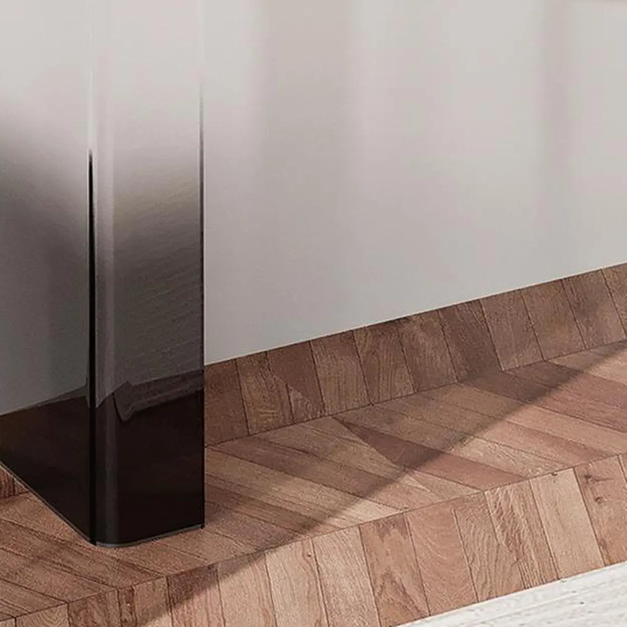 Acrylic Sintered Stone Top Console Table — Black/ Gold / Half-circle