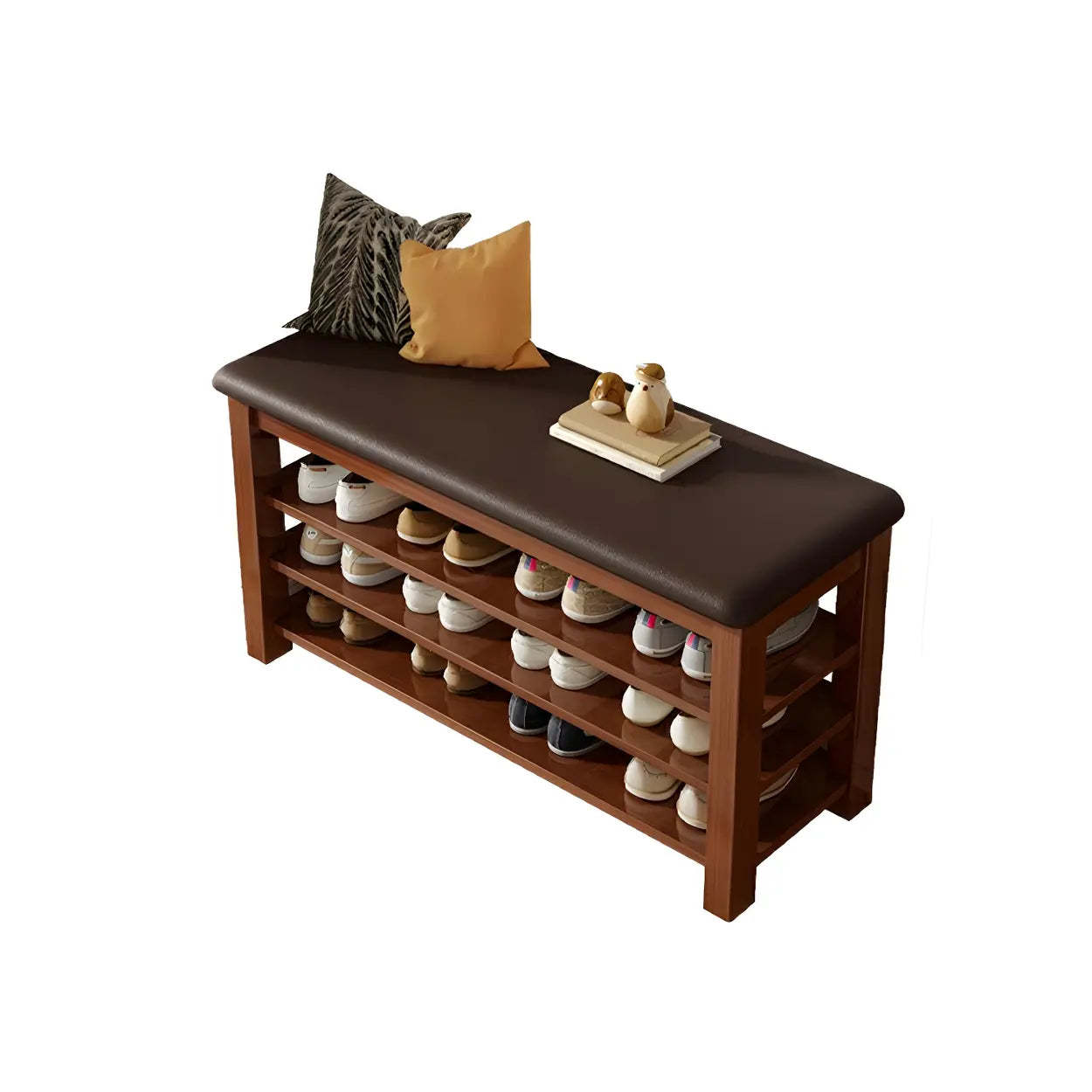 Entryway Shoe Bench with Adjustable Shelves