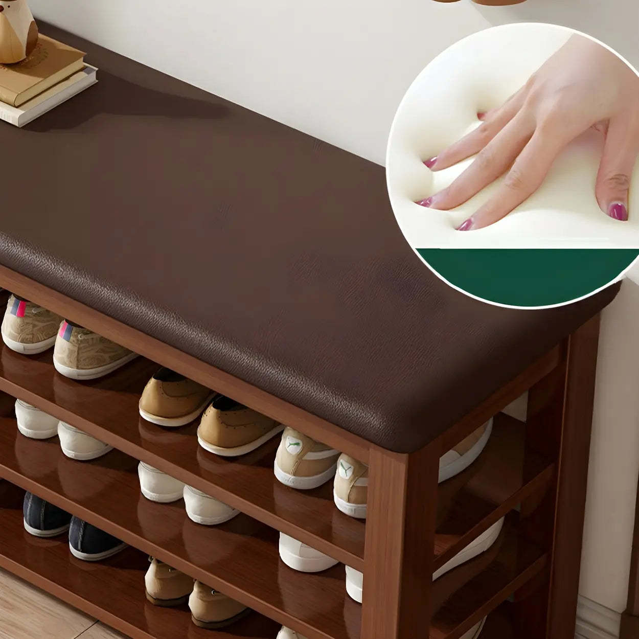 Entryway Shoe Bench with Adjustable Shelves