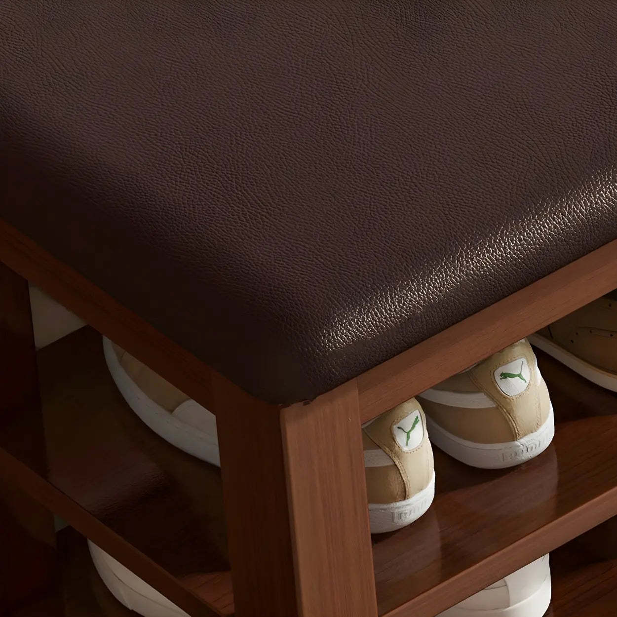 Entryway Shoe Bench with Adjustable Shelves