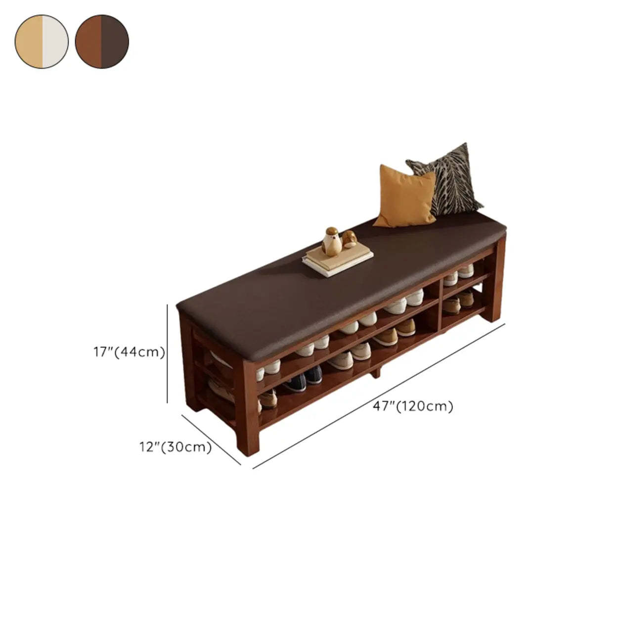 Entryway Shoe Bench with Adjustable Shelves