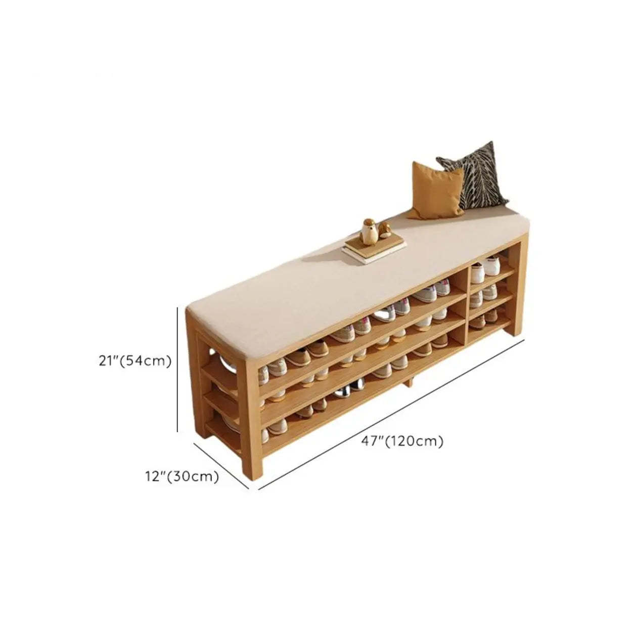 Entryway Shoe Bench with Adjustable Shelves