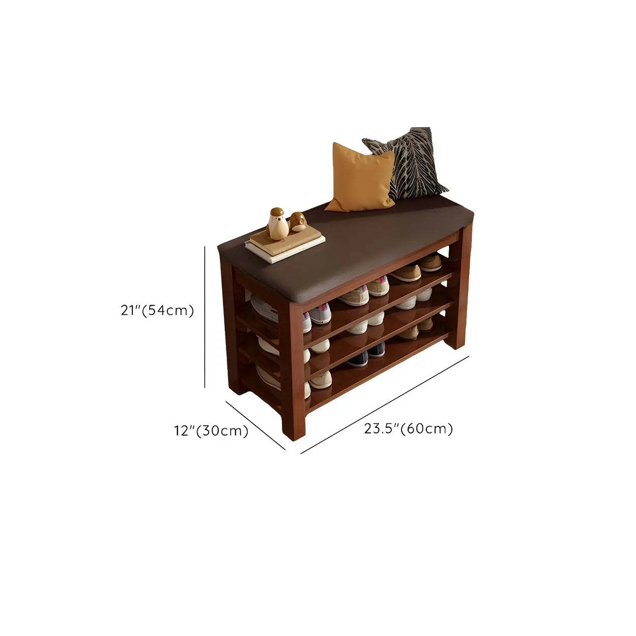 Entryway Shoe Bench with Adjustable Shelves