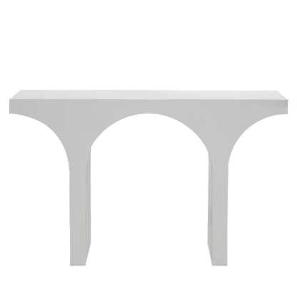 Entryway Arch-Base Timber Console Table — White