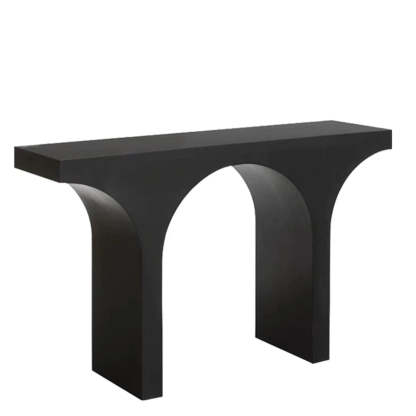 Entryway Arch-Base Timber Console Table — Black