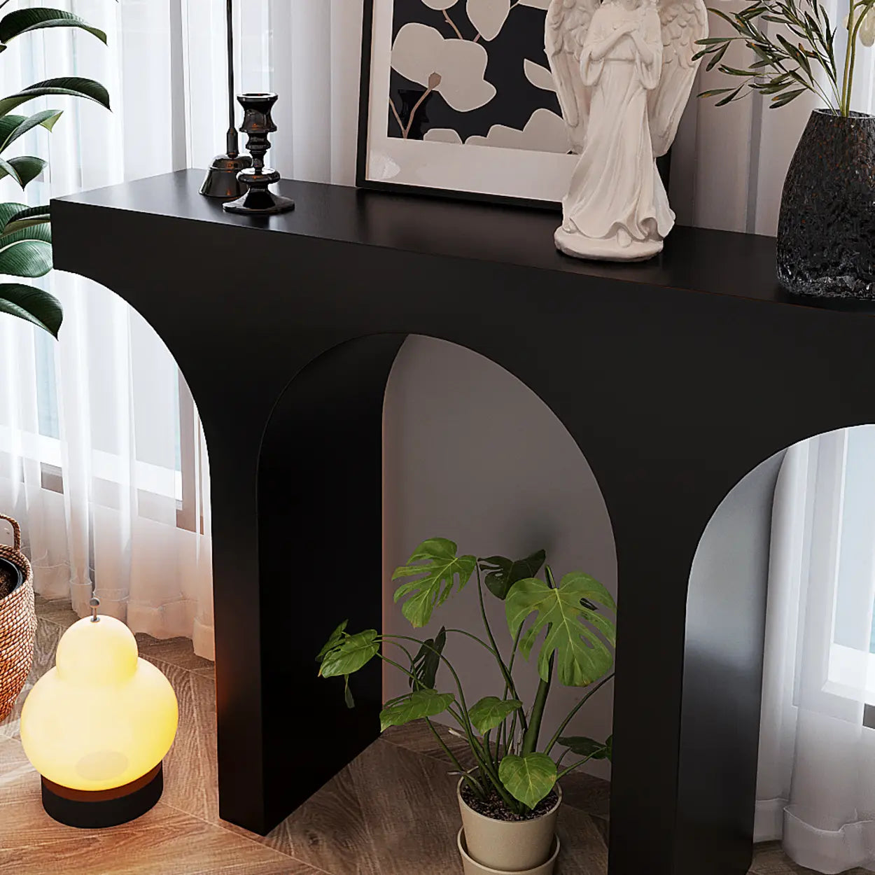 Entryway Arch-Base Timber Console Table