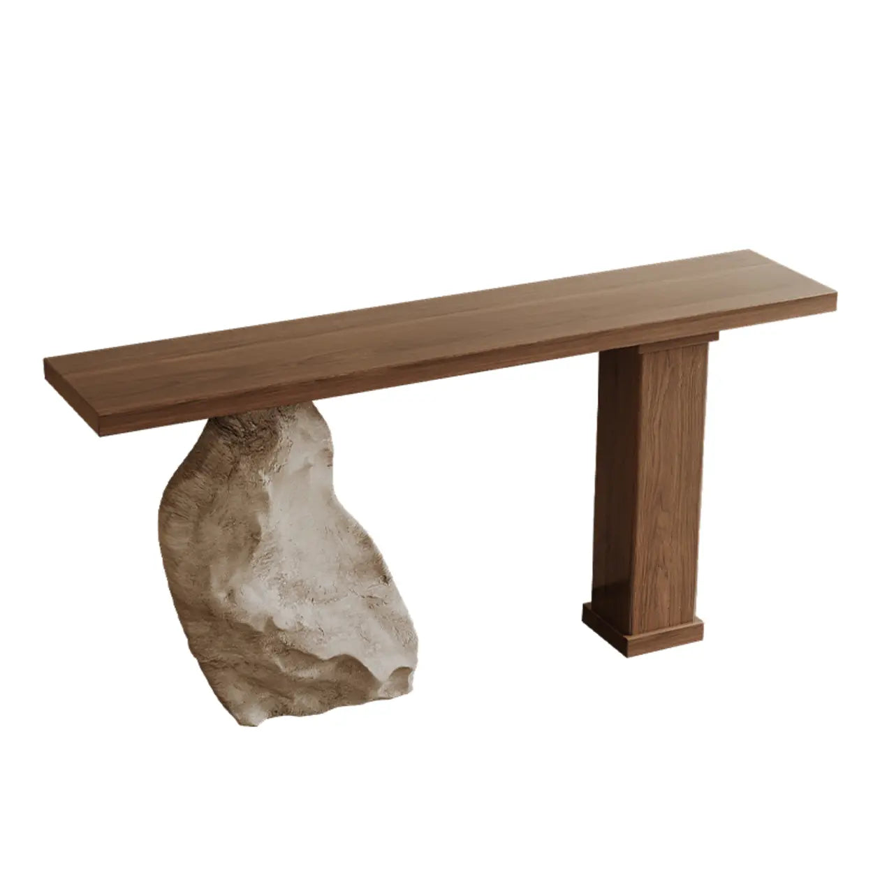 Lighom double-pedestal wood end & side tables for entryway — 47" L x 12" W x 31" H