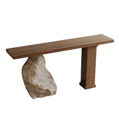 Double-Pedestal Wood Entryway Console Table