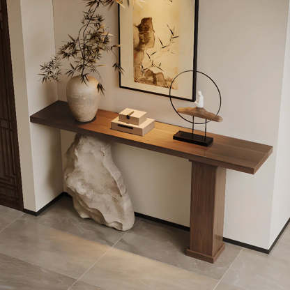 Double-Pedestal Wood Entryway Console Table