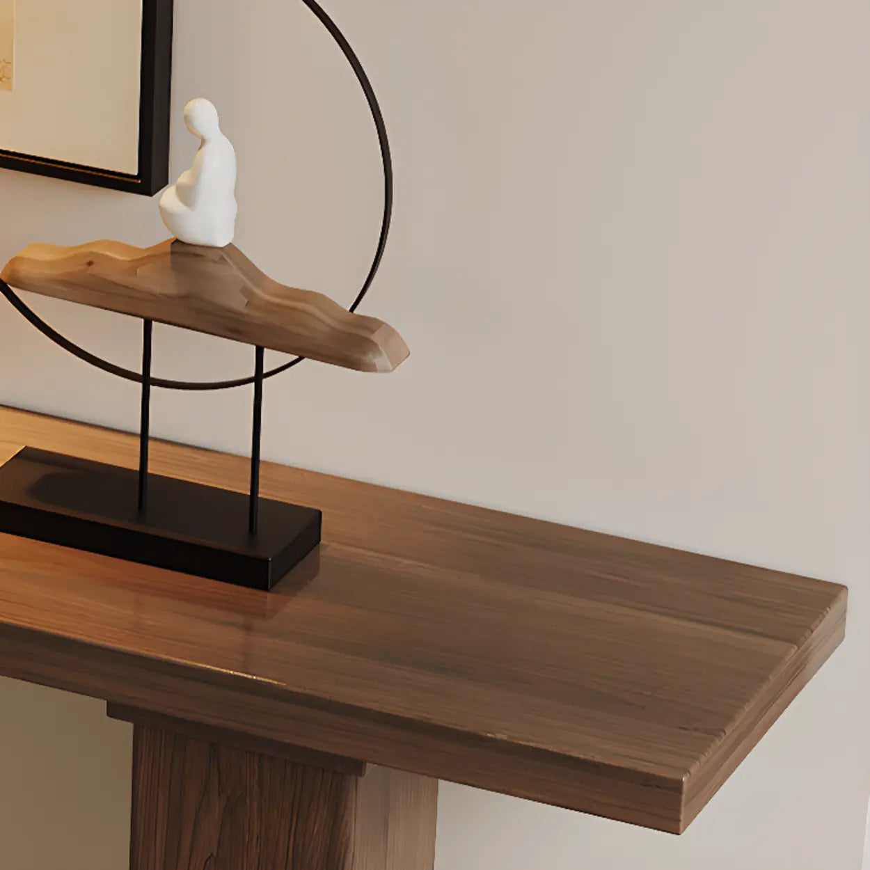 Double-Pedestal Wood Entryway Console Table