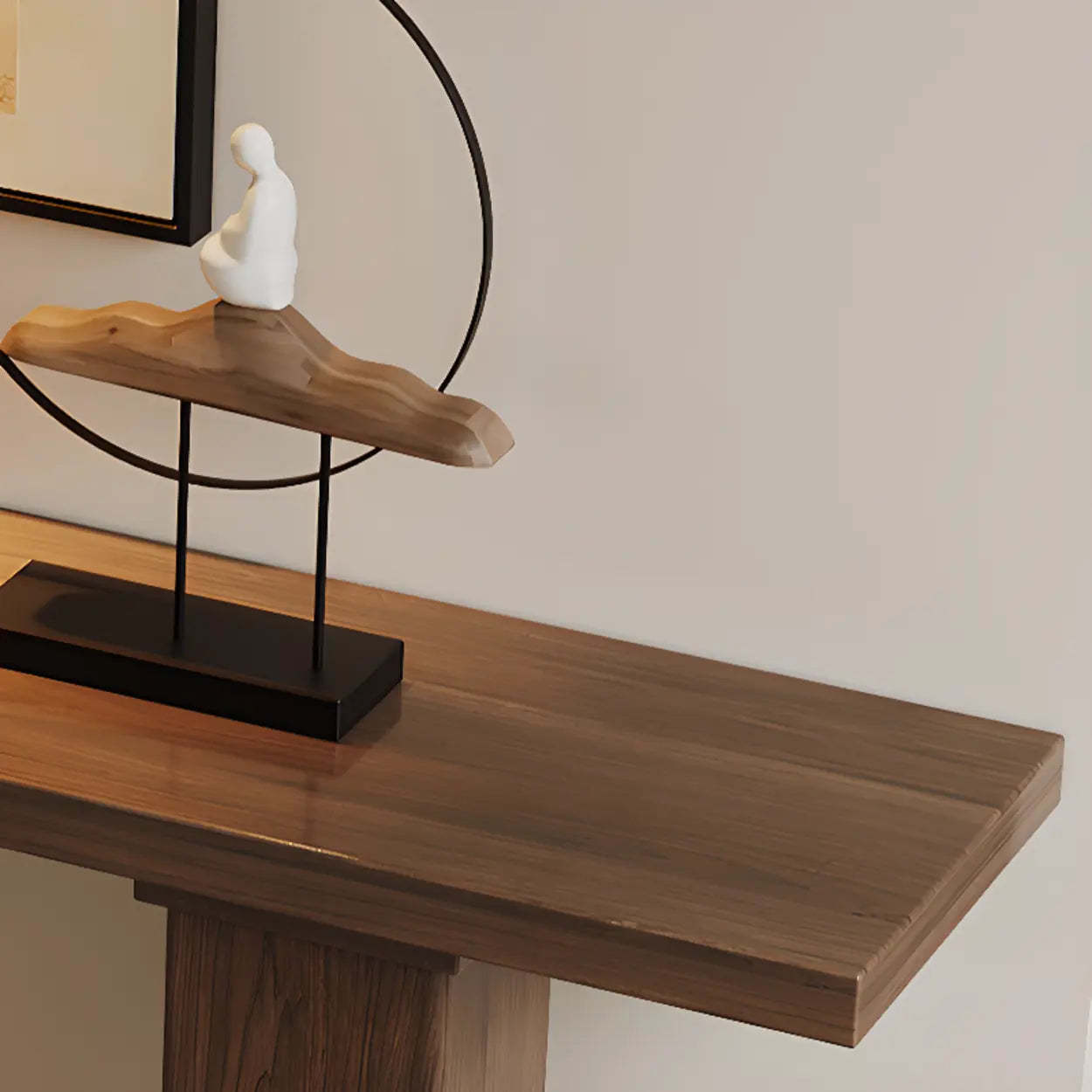 Double-Pedestal Wood Entryway Console Table